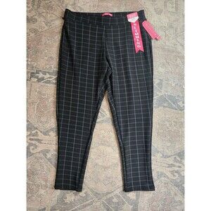 NWT Petite XL Black Windowpane Check Slimming Stretch Pants Scuba
